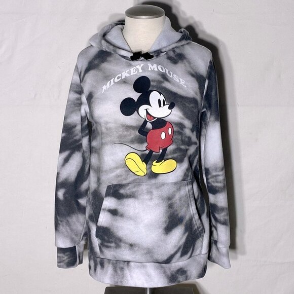 Disney Mickey Mouse Black White Tie Dye Hoodie XS - Picture 1 of 15